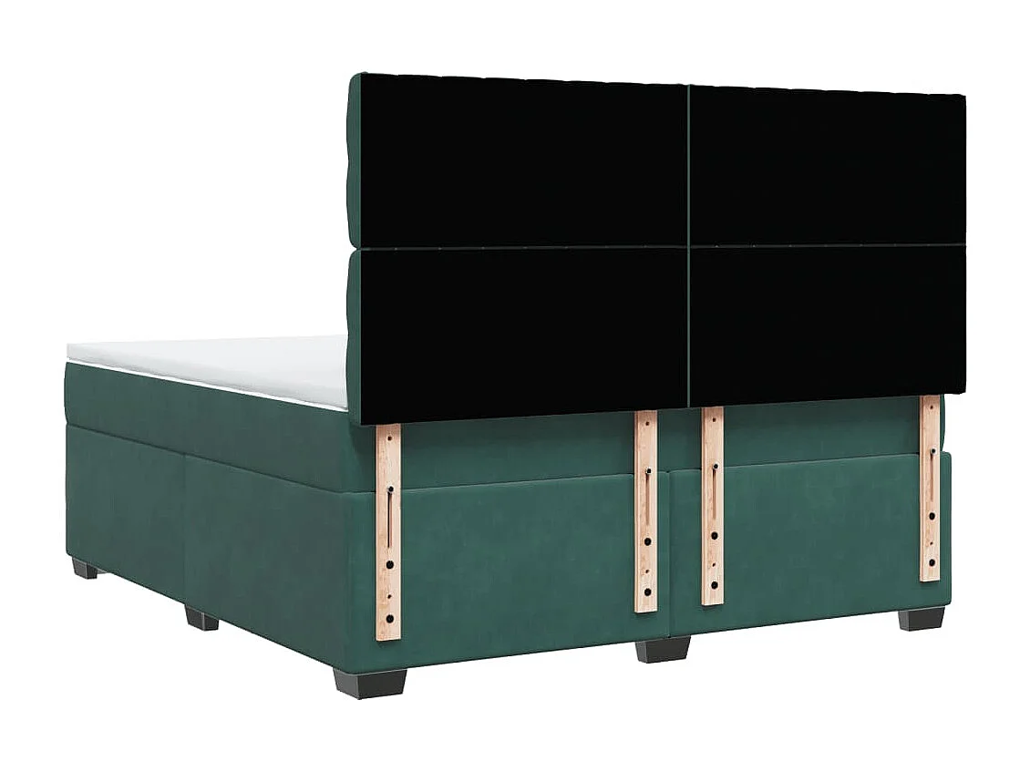Cama box spring con colchón terciopelo verde oscuro 180x200 cm