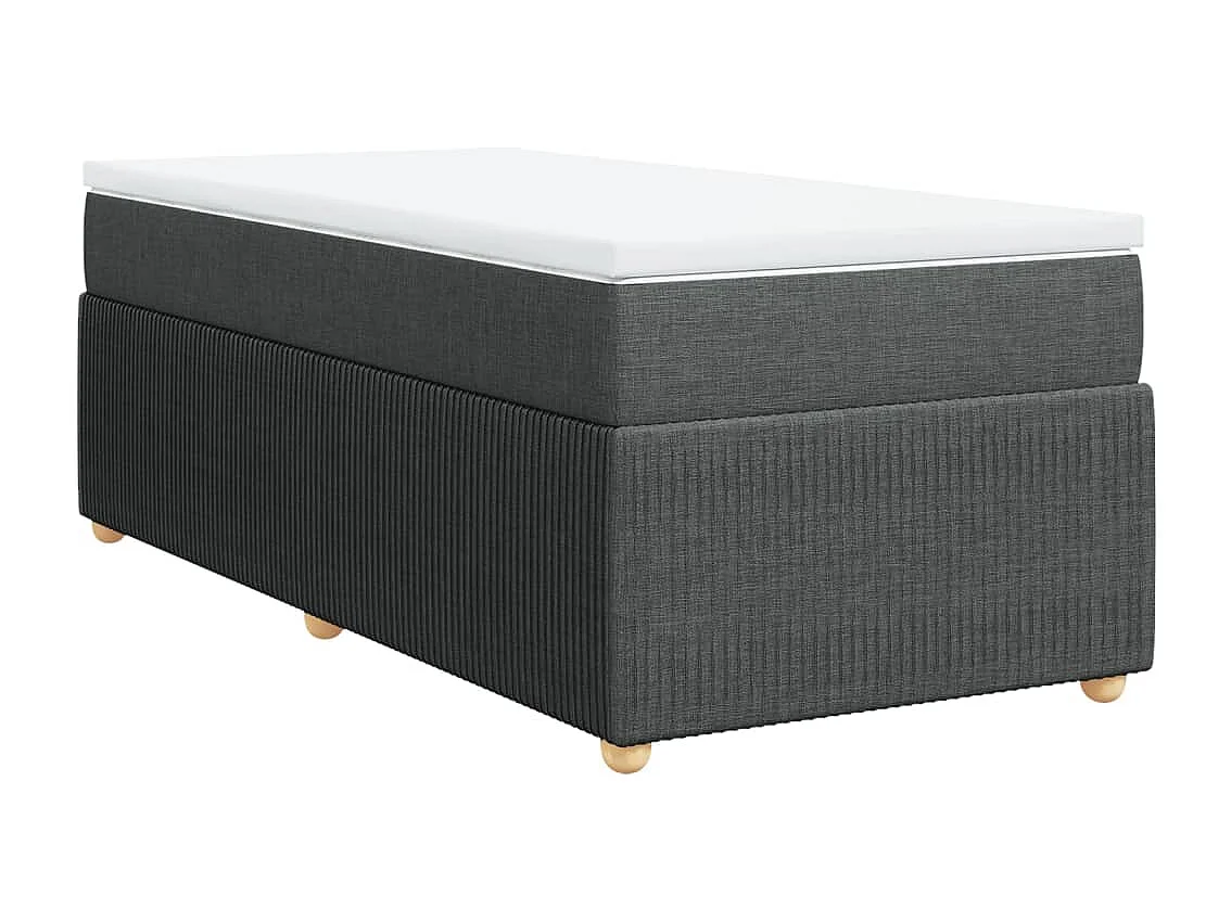 Cama box spring con colchón tela gris oscuro 80x200 cm