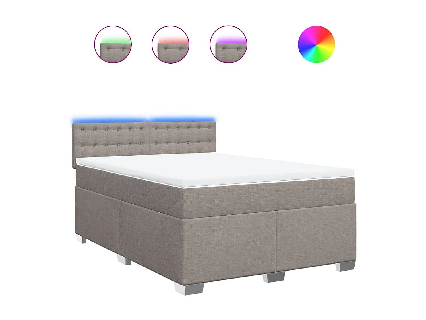 Cama box spring con colchón tela gris taupe 160x200 cm