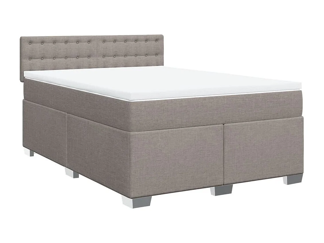 Cama box spring con colchón tela gris taupe 160x200 cm
