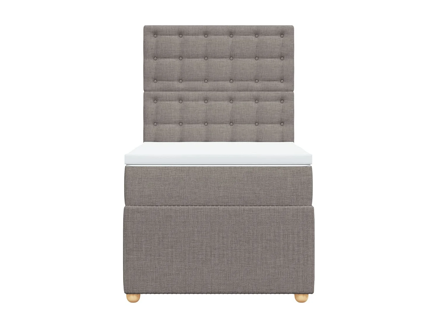 Cama box spring con colchón tela gris taupe 90x190 cm