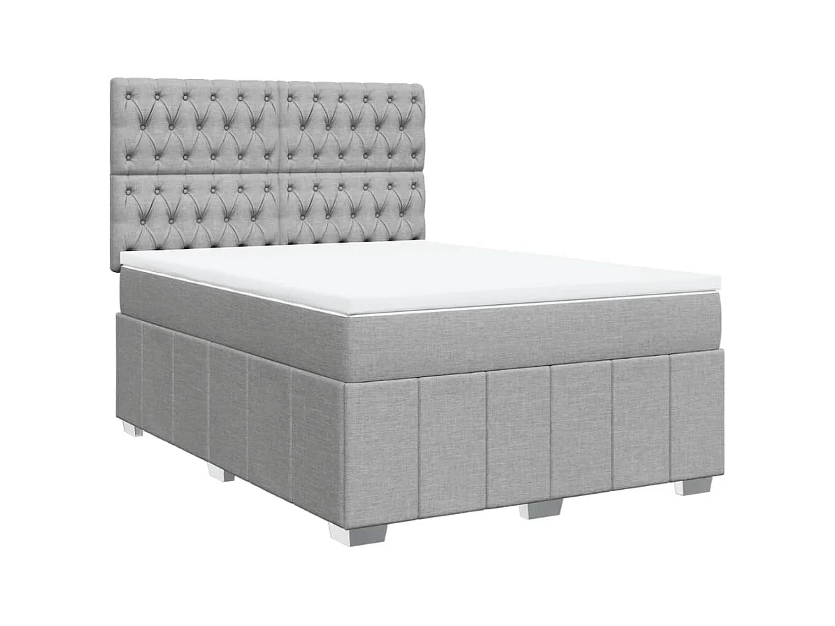 Sommier à lattes de lit avec matelas Gris clair 140x190cm Tissu