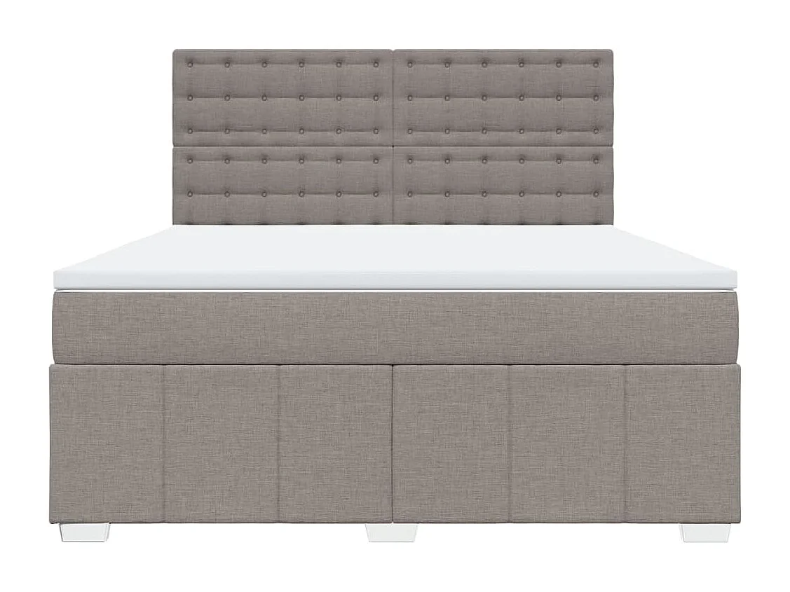 Cama box spring con colchón tela gris taupe 180x200 cm