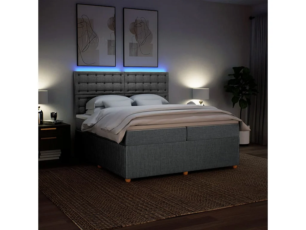 Sommier à lattes de lit avec matelas Gris clair 200x200cm Tissu