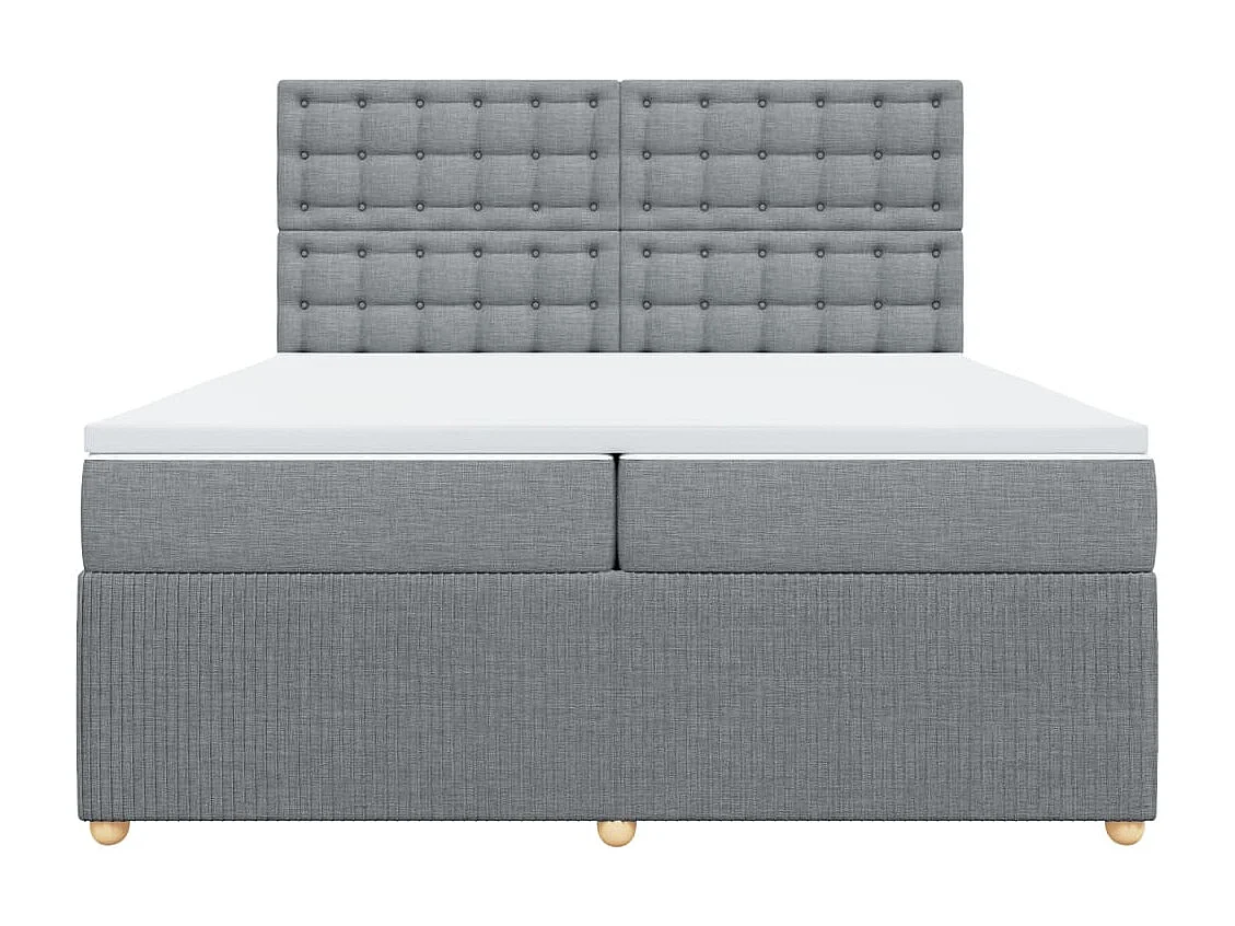 Sommier à lattes de lit avec matelas Gris clair 200x200cm Tissu