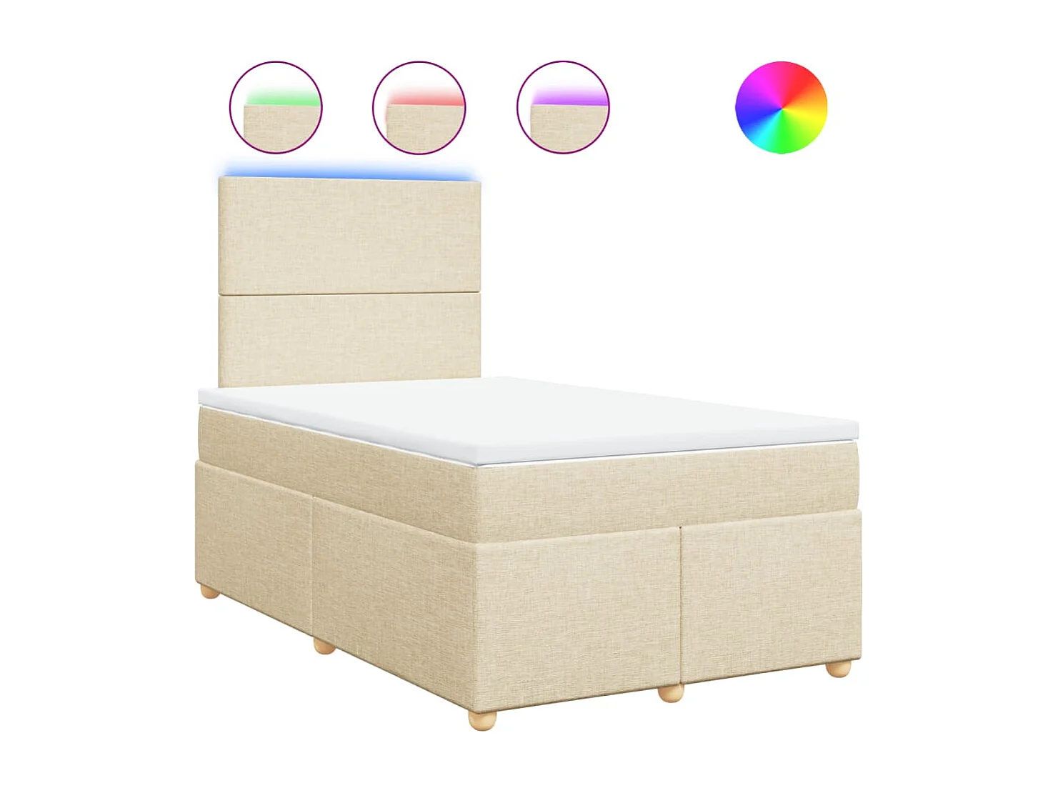 Sommier à lattes de lit avec matelas crème 120x190 cm tissu