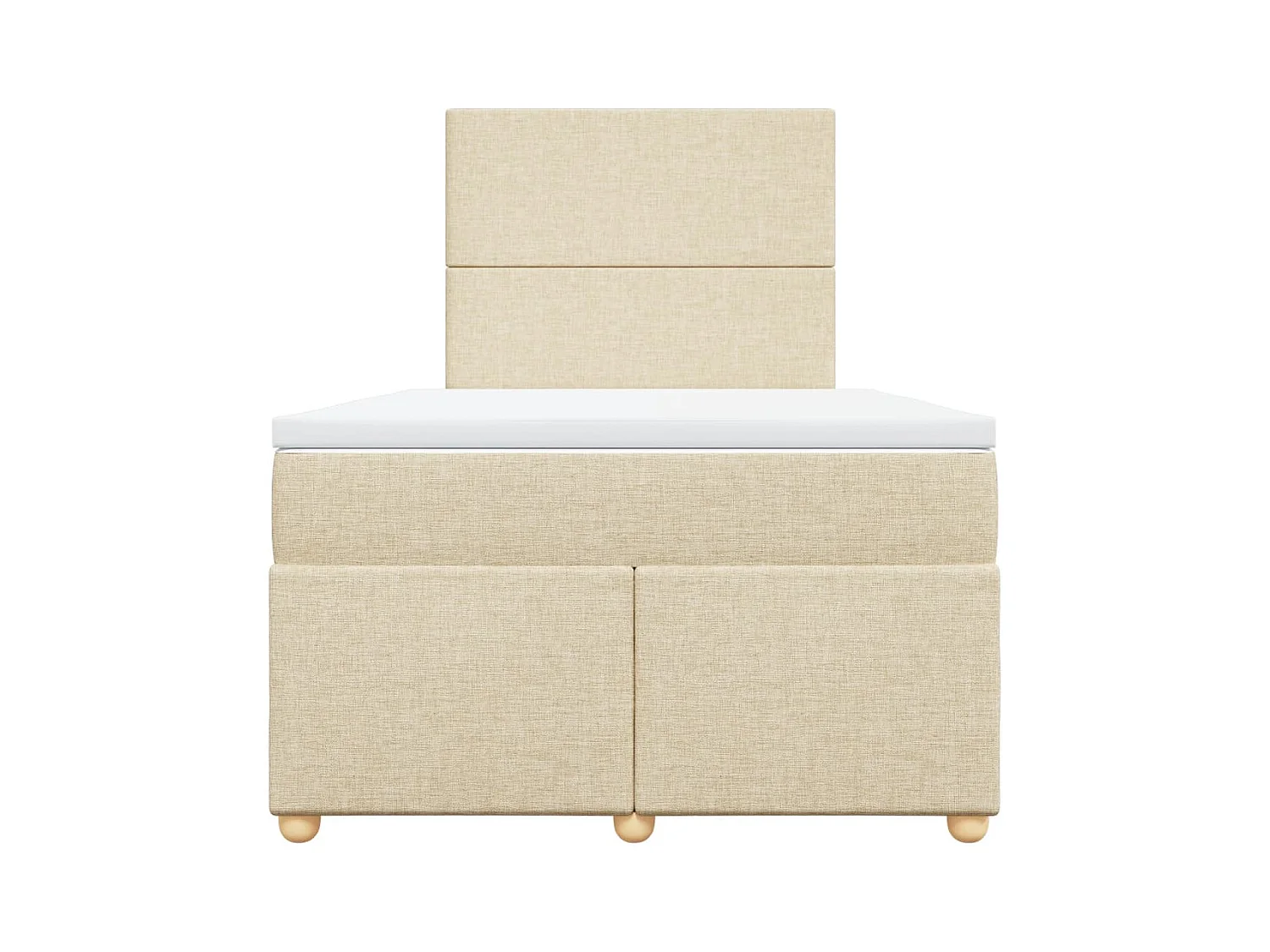Cama box spring con colchón tela color crema 120x190 cm