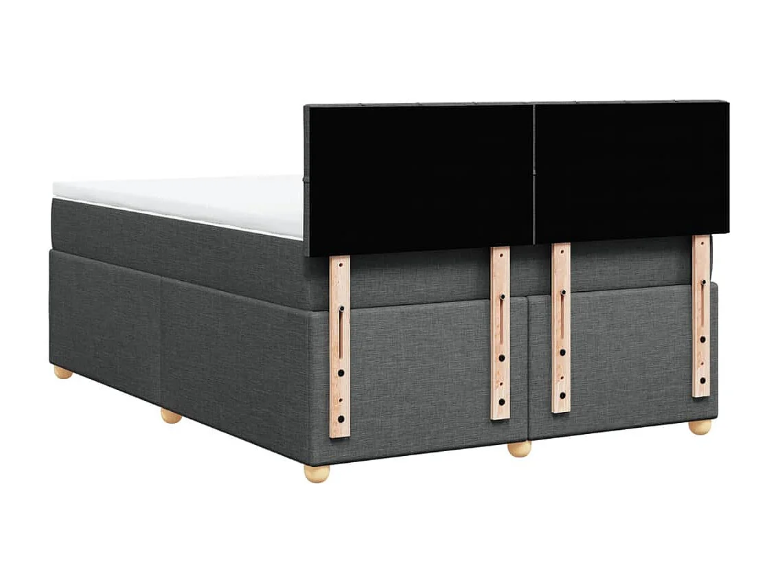 Cama box spring con colchón tela gris oscuro 140x200 cm