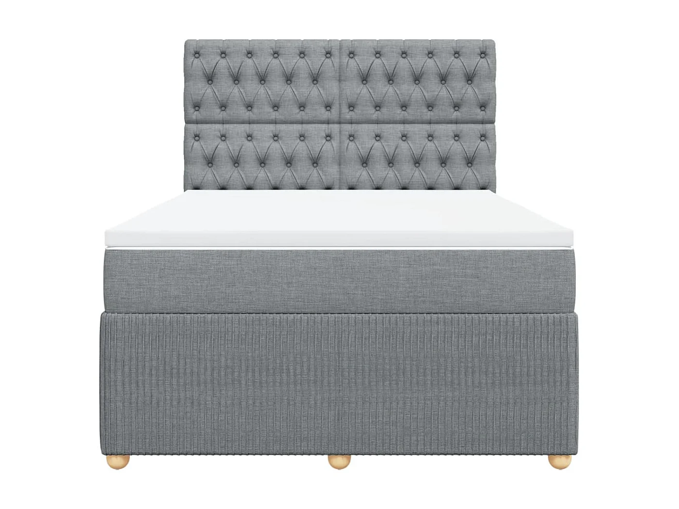 Cama box spring con colchón tela gris claro 140x190 cm