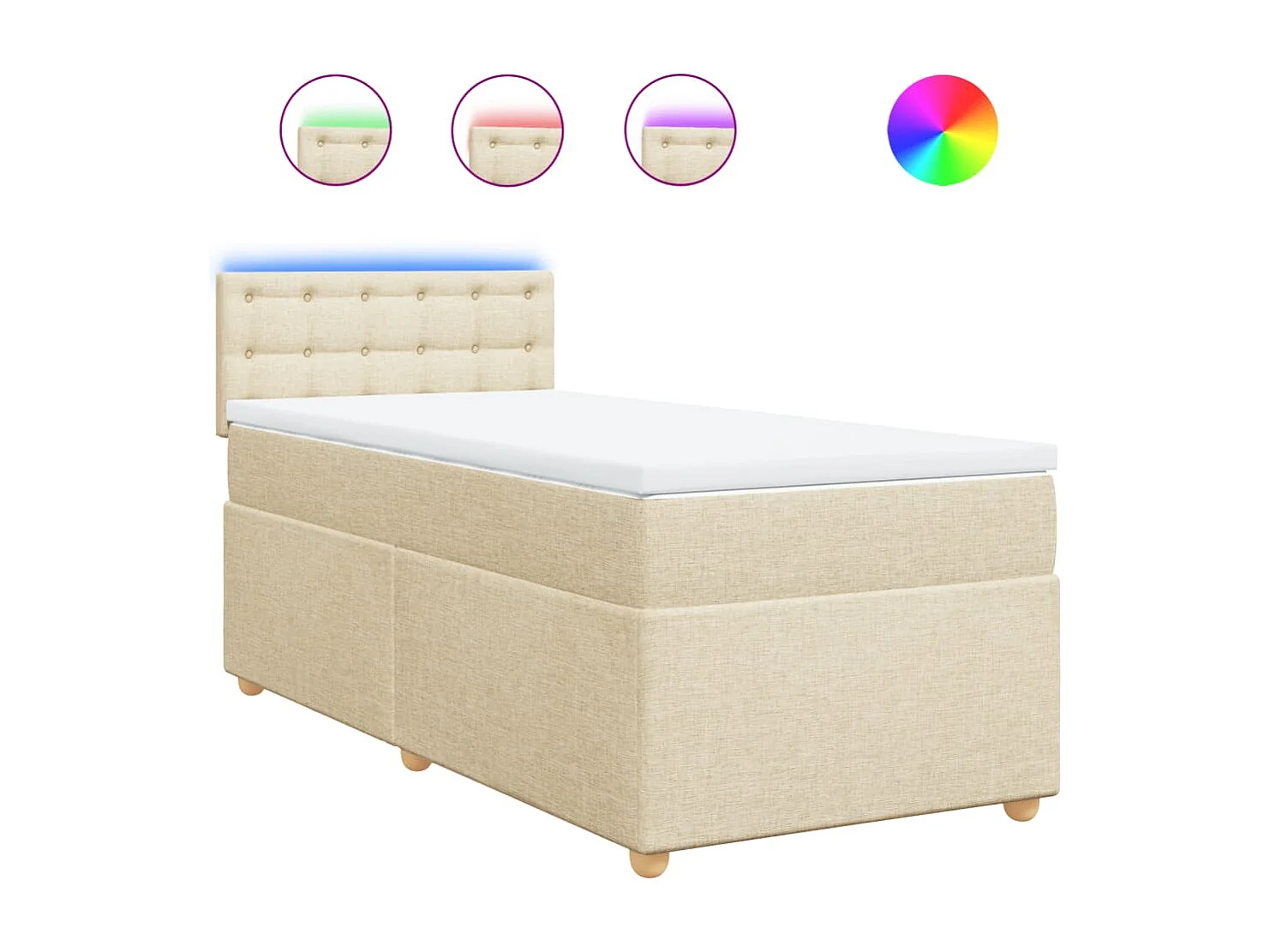Sommier à lattes de lit avec matelas Crème 90x200 cm Tissu