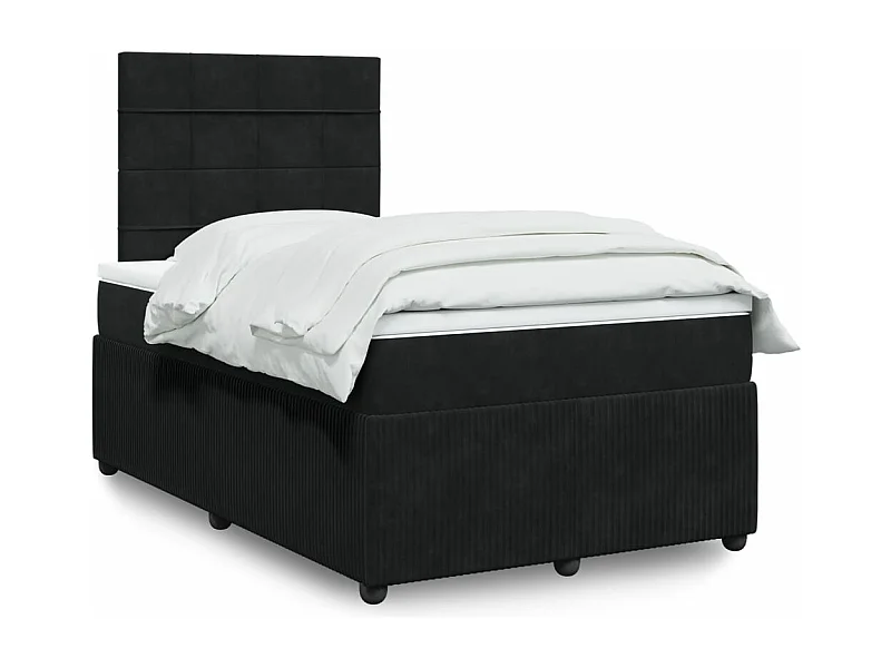 Cama boxspring com colchão 120x190 cm veludo preto