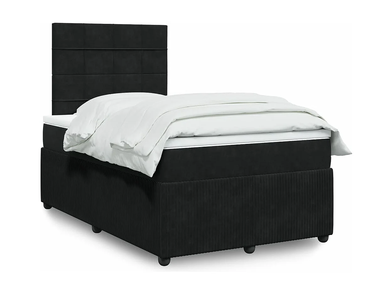 Cama boxspring com colchão 120x190 cm veludo preto