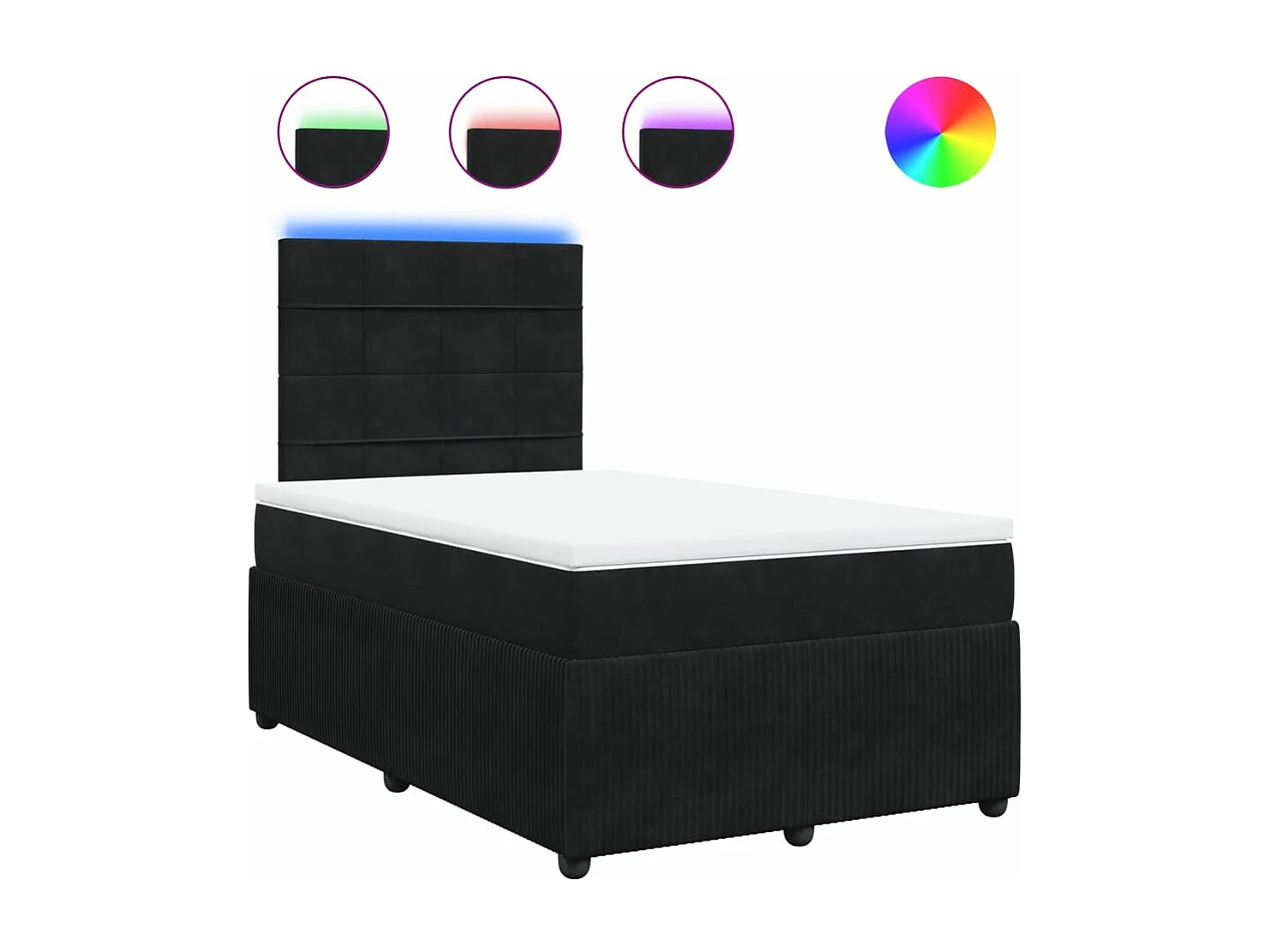 Cama boxspring com colchão 120x190 cm veludo preto