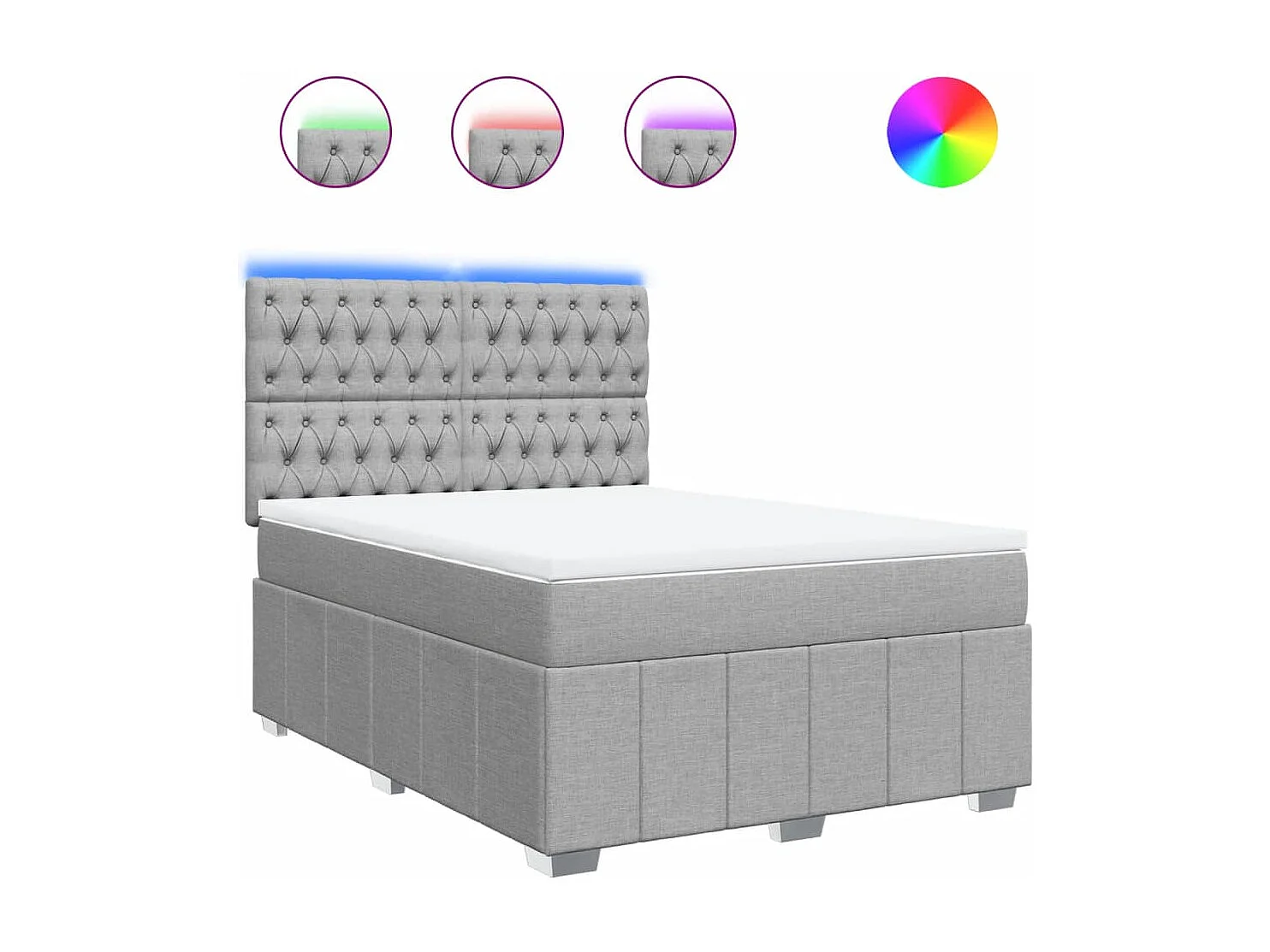 Cama box spring con colchón tela gris claro 140x190 cm