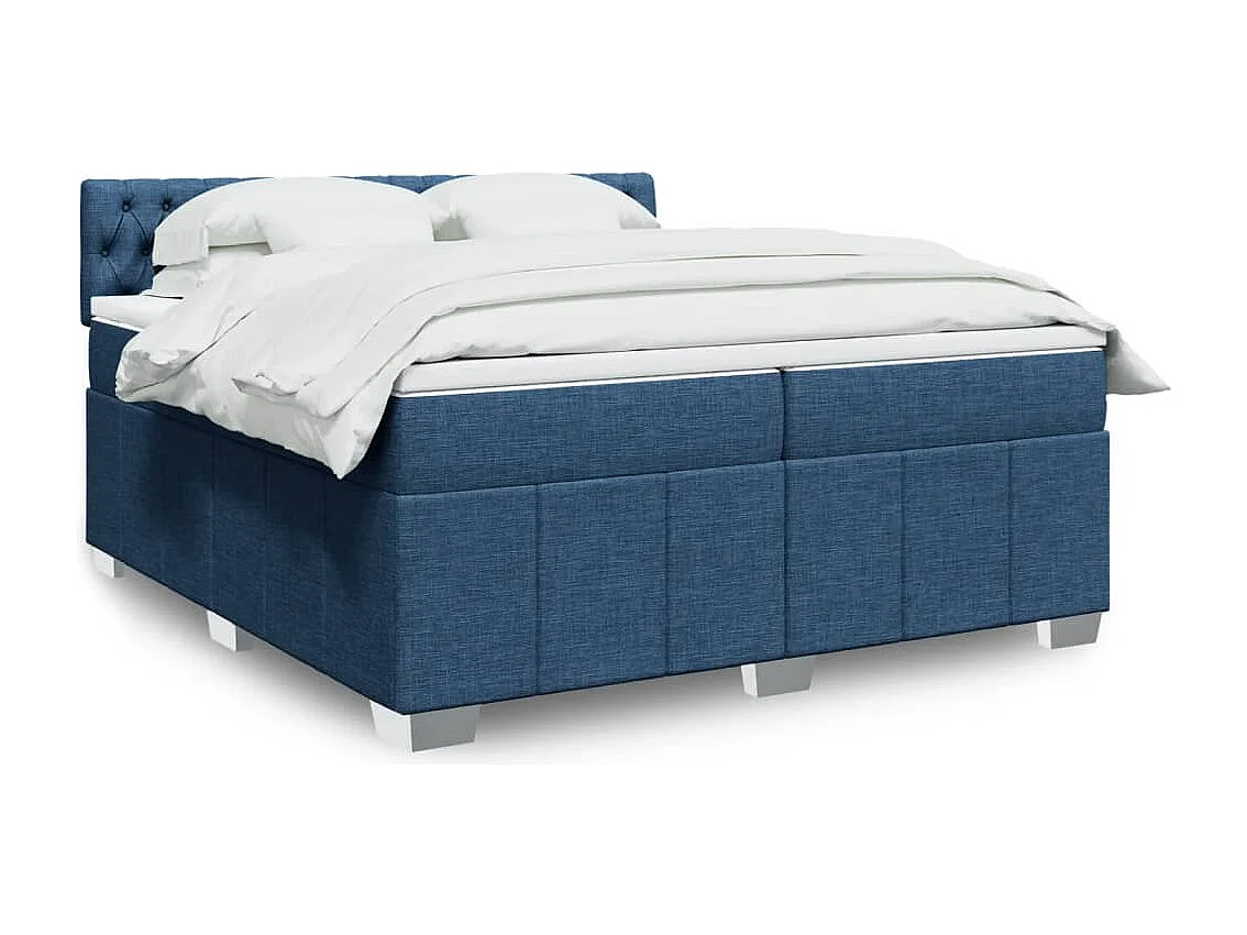 Boxspring met matras stof blauw 200x200 cm