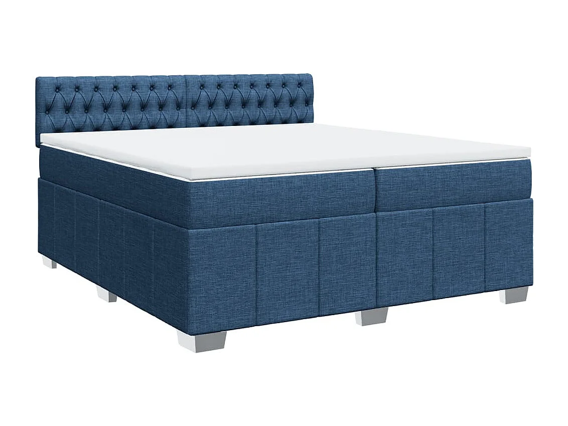 Boxspring met matras stof blauw 200x200 cm