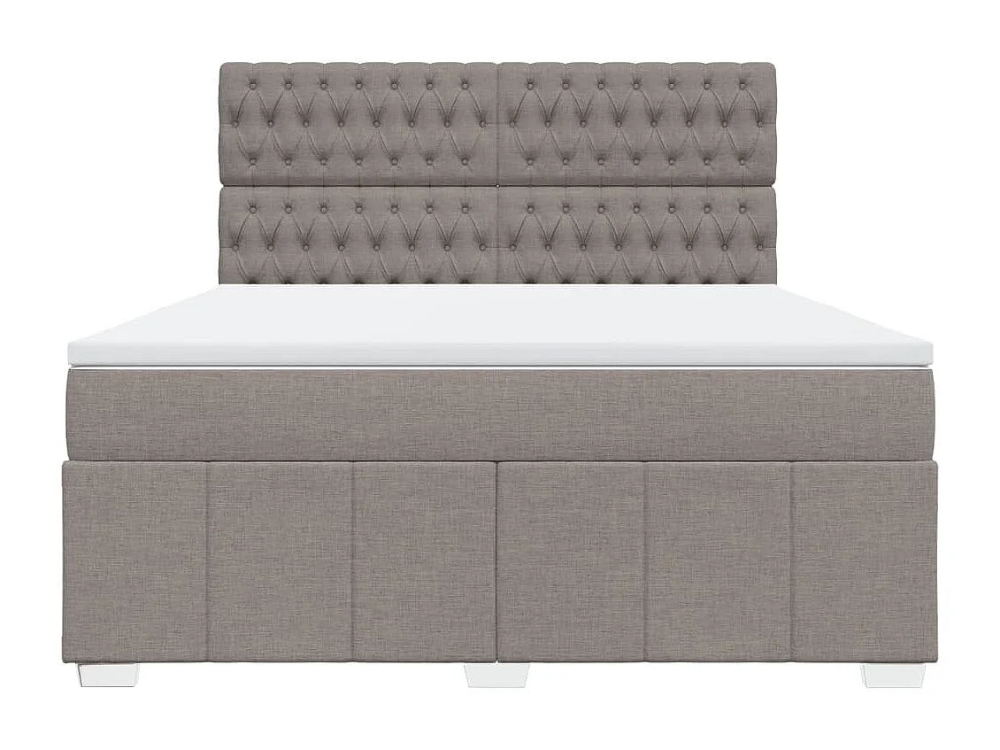 Cama box spring con colchón tela gris taupe 180x200 cm
