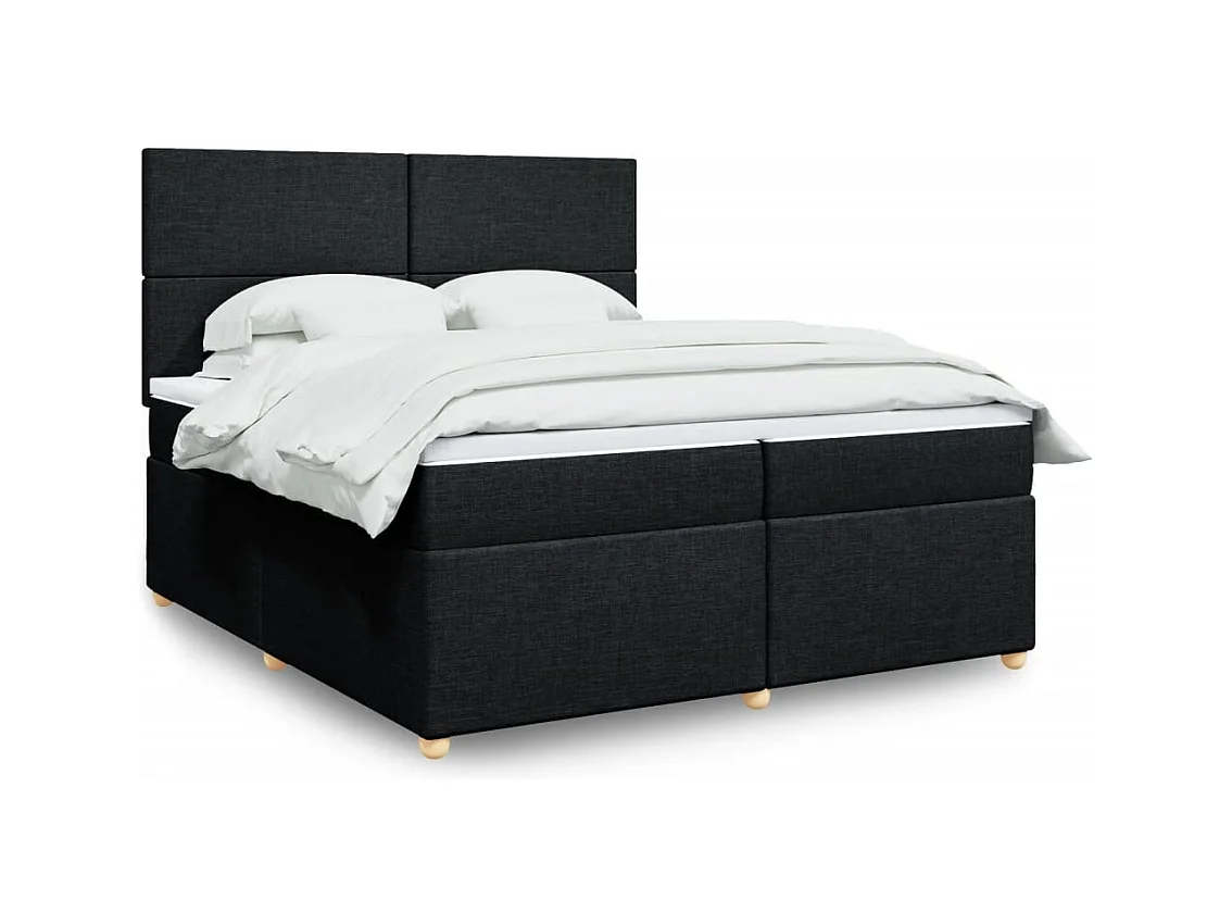 Cama box spring con colchón tela negro 200x200 cm