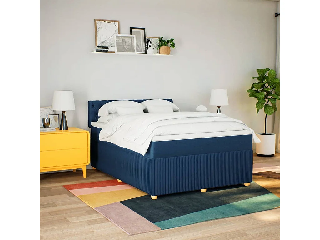 Boxspring met matras stof blauw 160x200 cm
