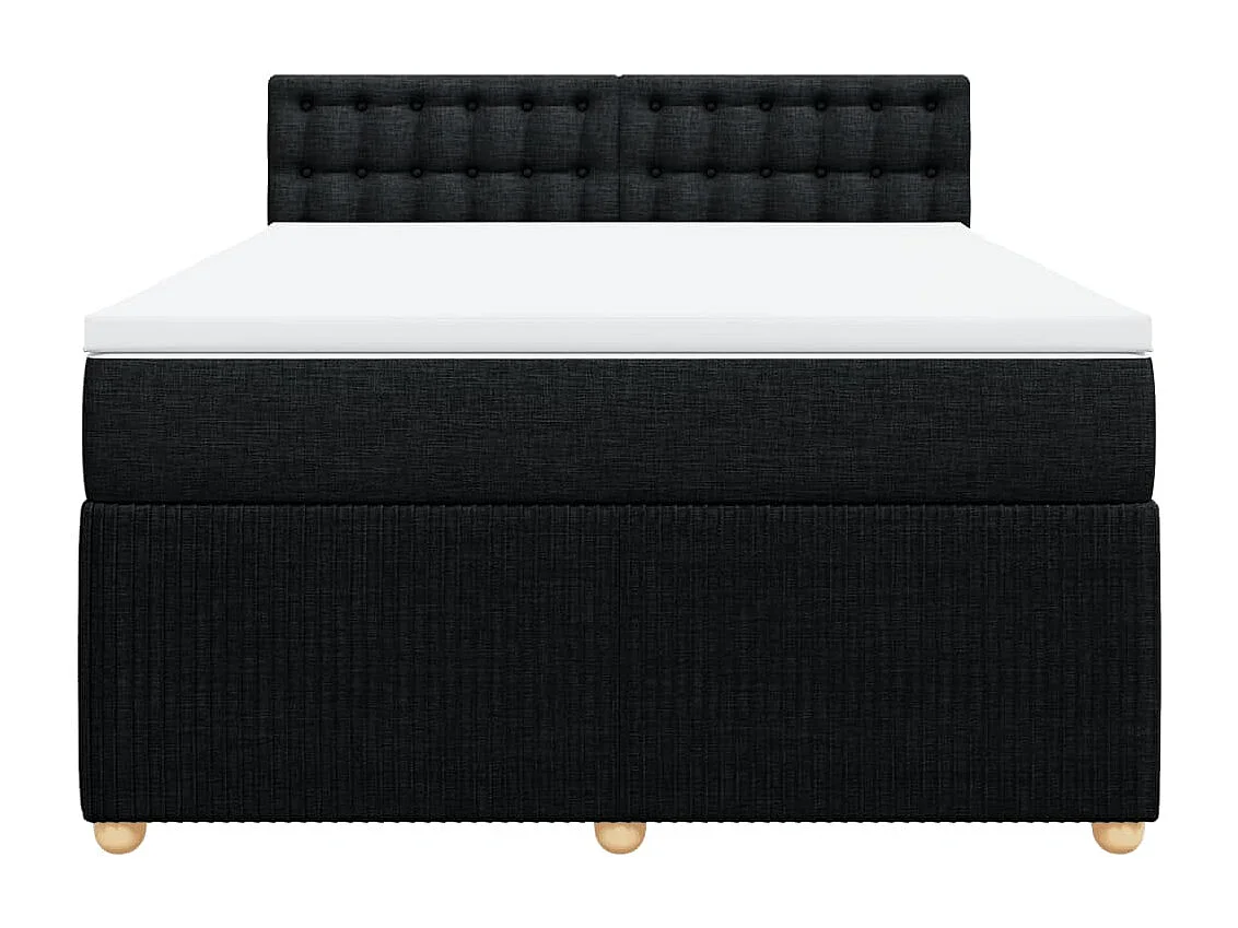 Cama box spring con colchón tela negro 140x190 cm