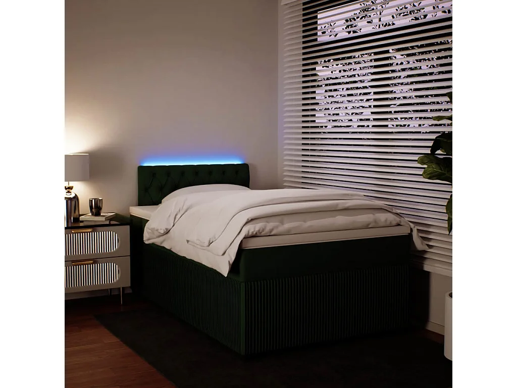 Sommier à lattes de lit avec matelas vert foncé 120x190 cm