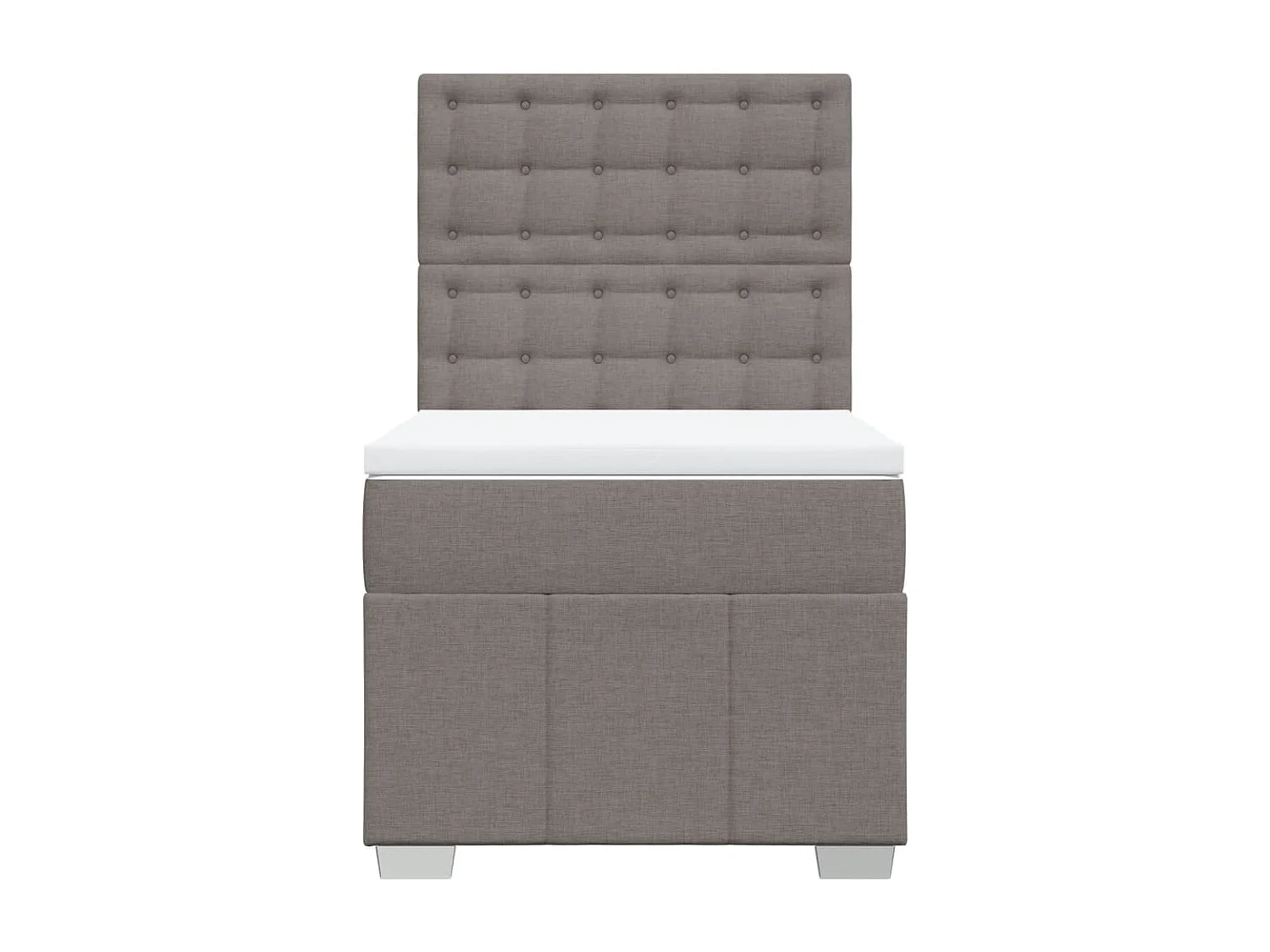 Cama box spring con colchón tela gris taupe 80x200 cm