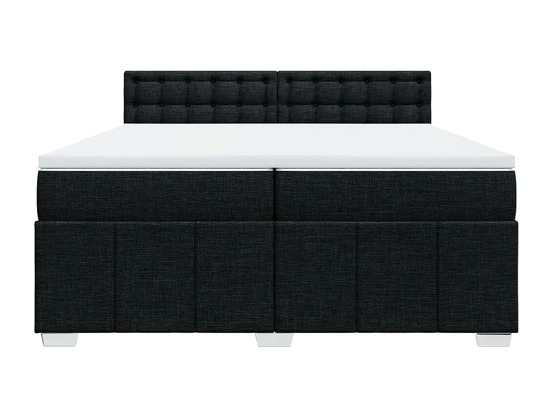 Sommier à lattes de lit avec matelas Noir 200x200 cm Tissu