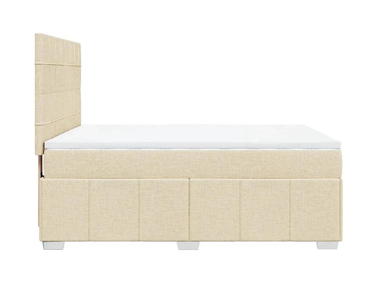 Sommier à lattes de lit avec matelas Crème 140x200 cm Tissu