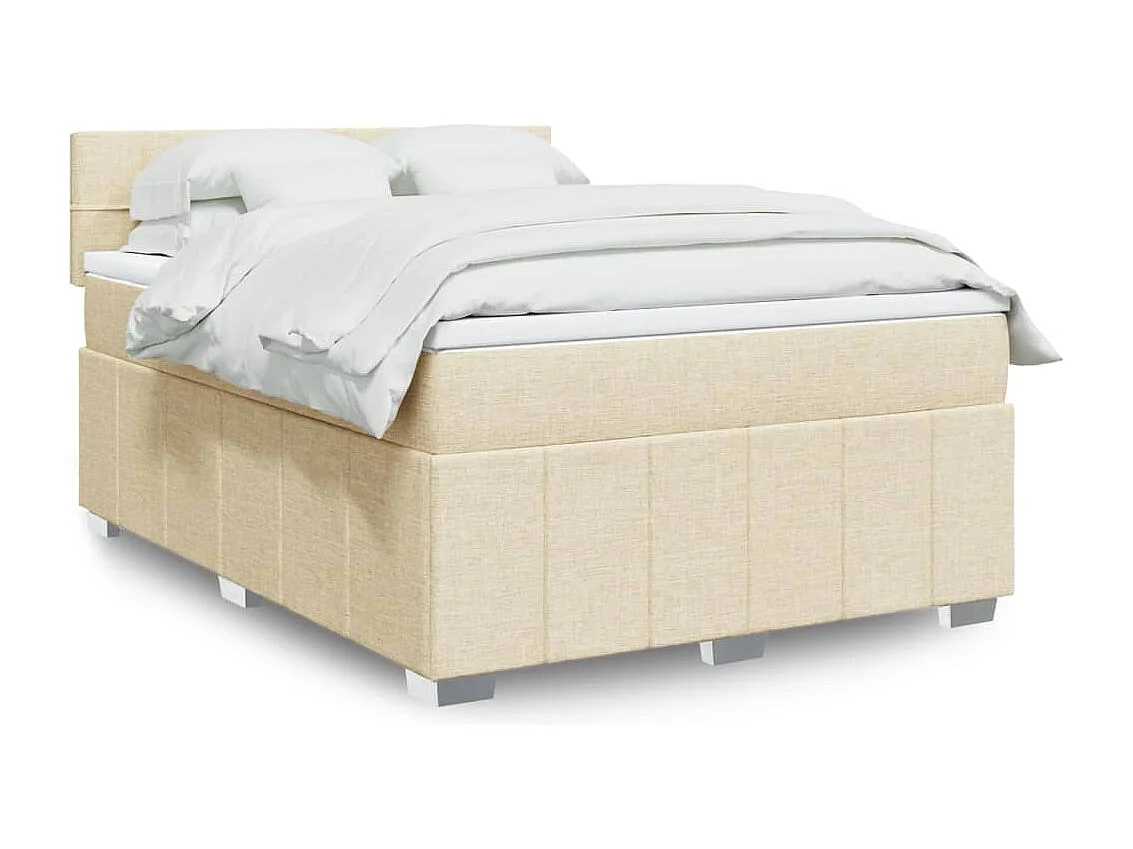 Boxspring met matras stof crèmekleurig 140x200 cm