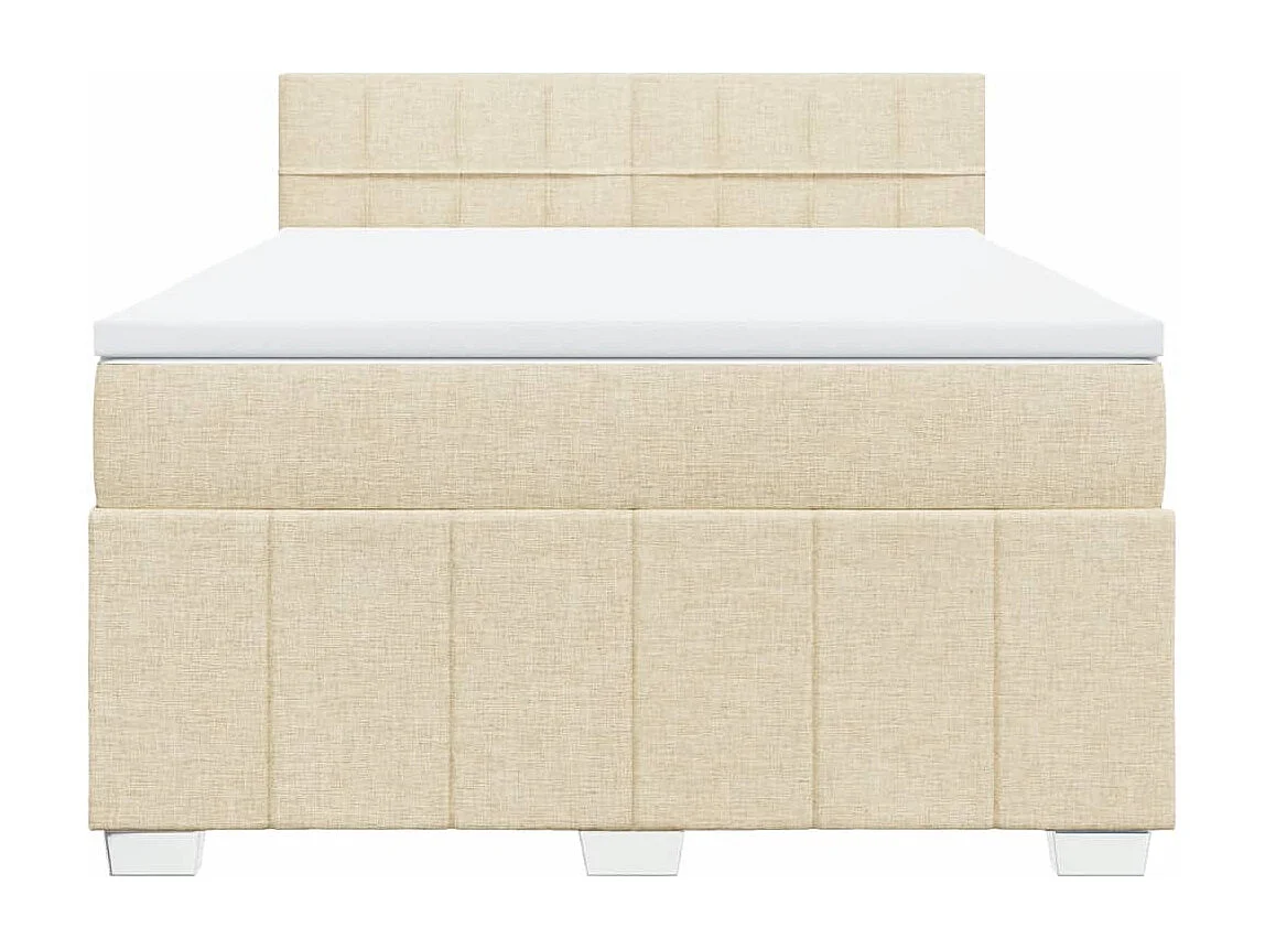 Sommier à lattes de lit avec matelas Crème 140x200 cm Tissu