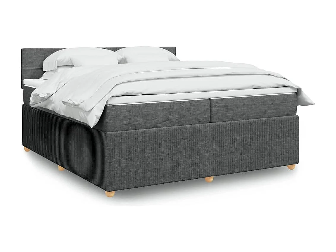 Sommier à lattes de lit avec matelas Gris foncé 200x200cm Tissu
