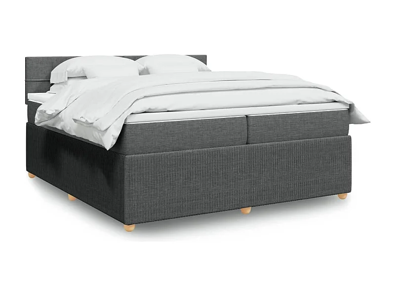 Sommier à lattes de lit avec matelas Gris foncé 200x200cm Tissu