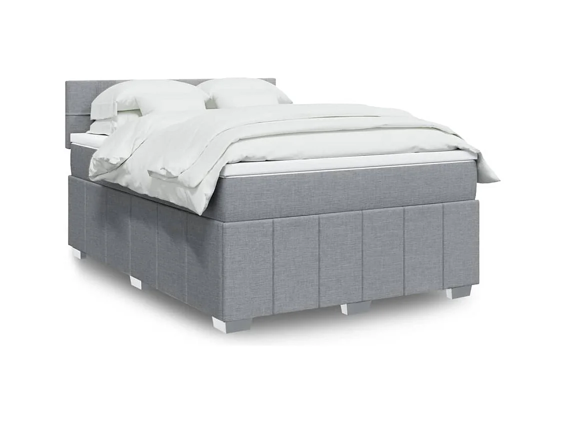 Cama box spring con colchón tela gris claro 160x200 cm