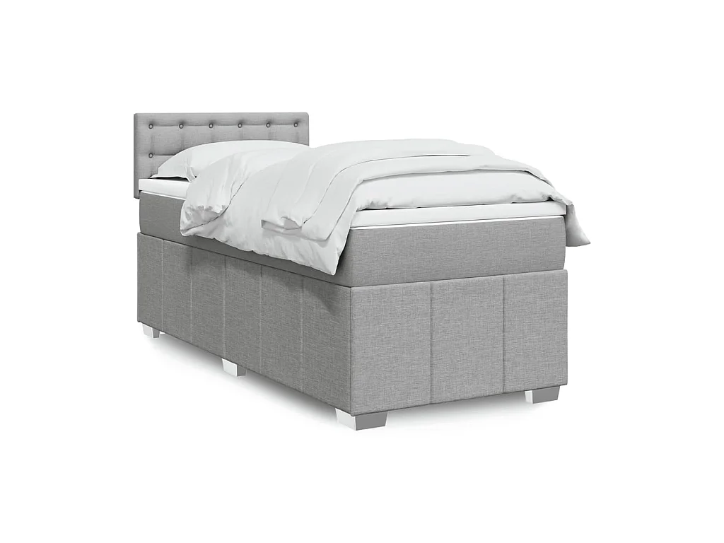 Cama com molas/colchão 80x200 cm tecido cinza-claro
