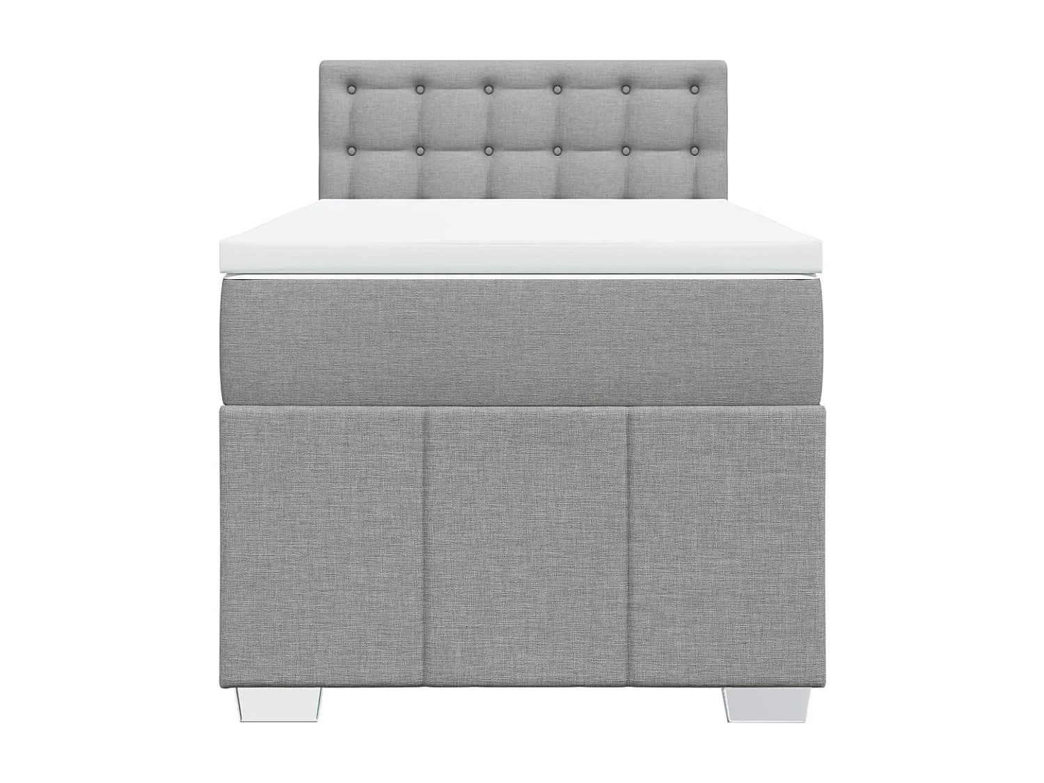Cama box spring con colchón tela gris claro 80x200 cm