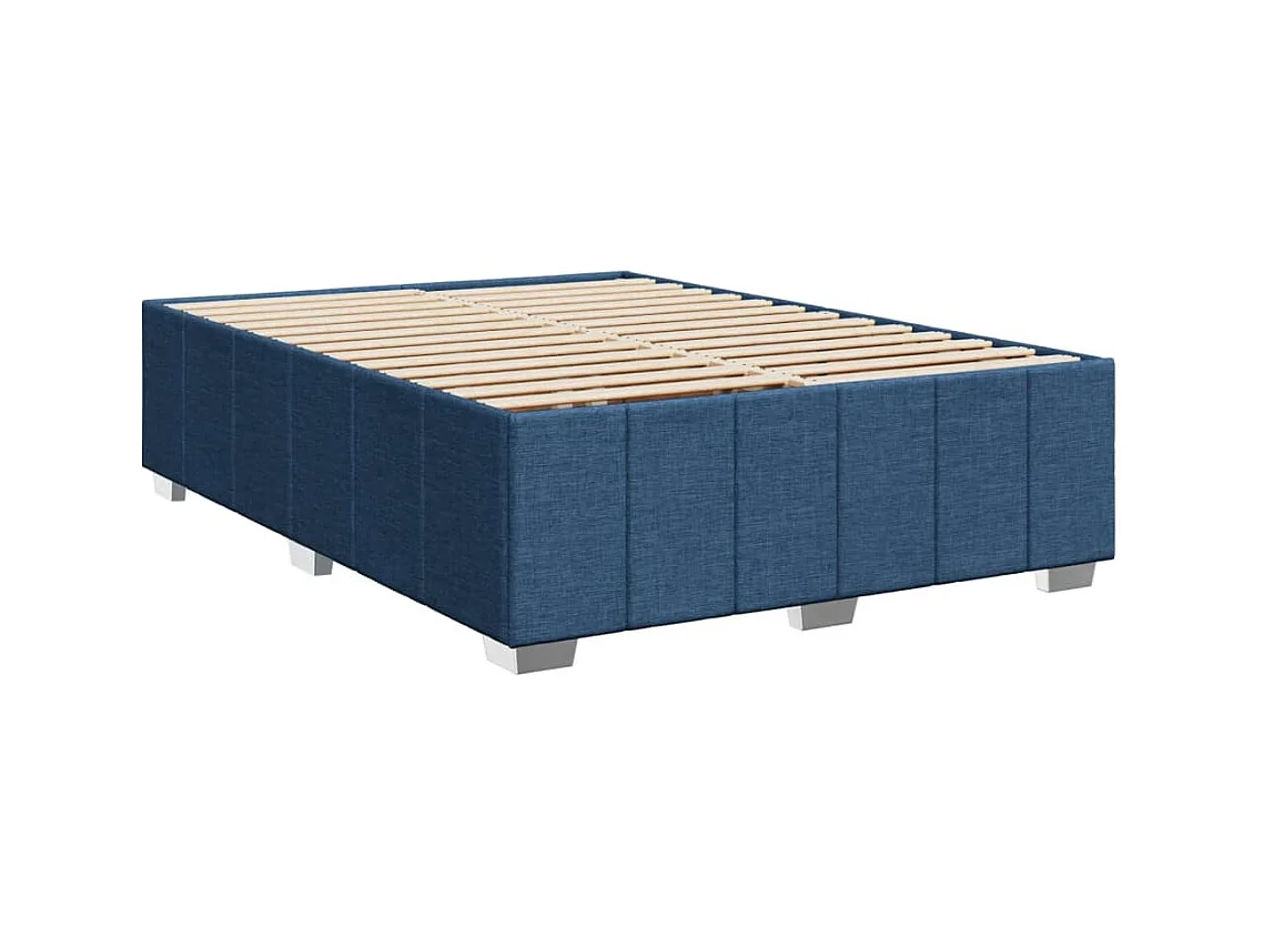 Sommier à lattes de lit avec matelas Bleu 160x200 cm Tissu