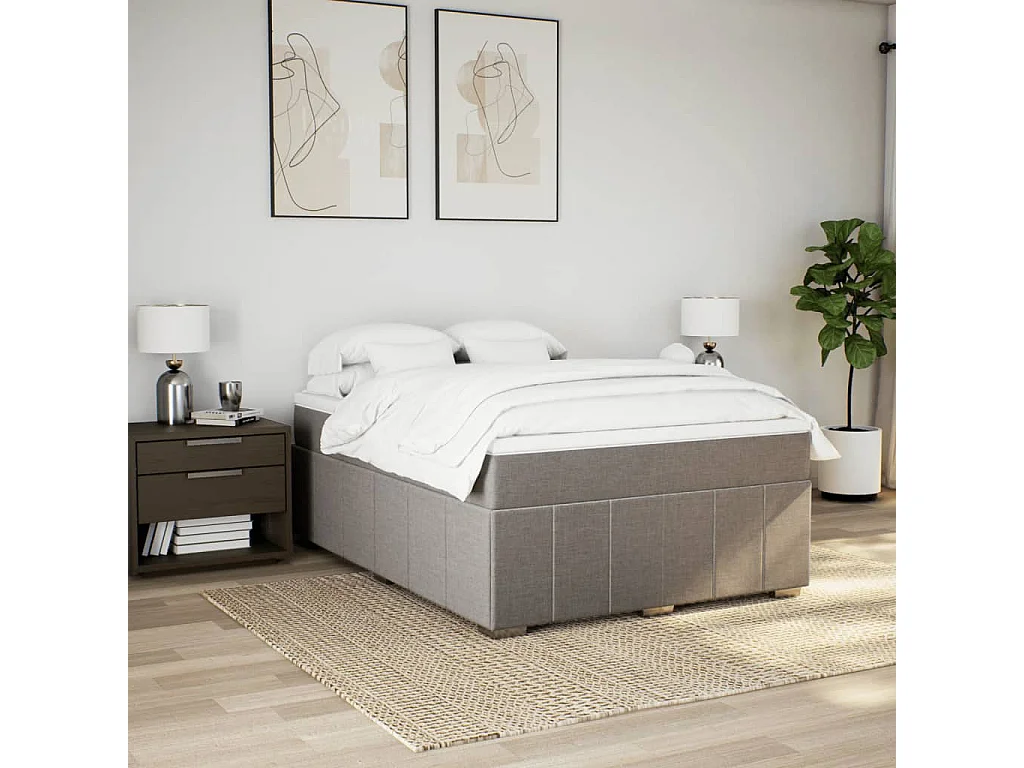 Boxspring met matras stof taupe 160x200 cm