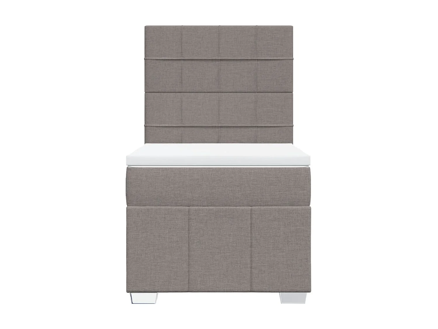 Cama box spring con colchón tela gris taupe 90x200 cm
