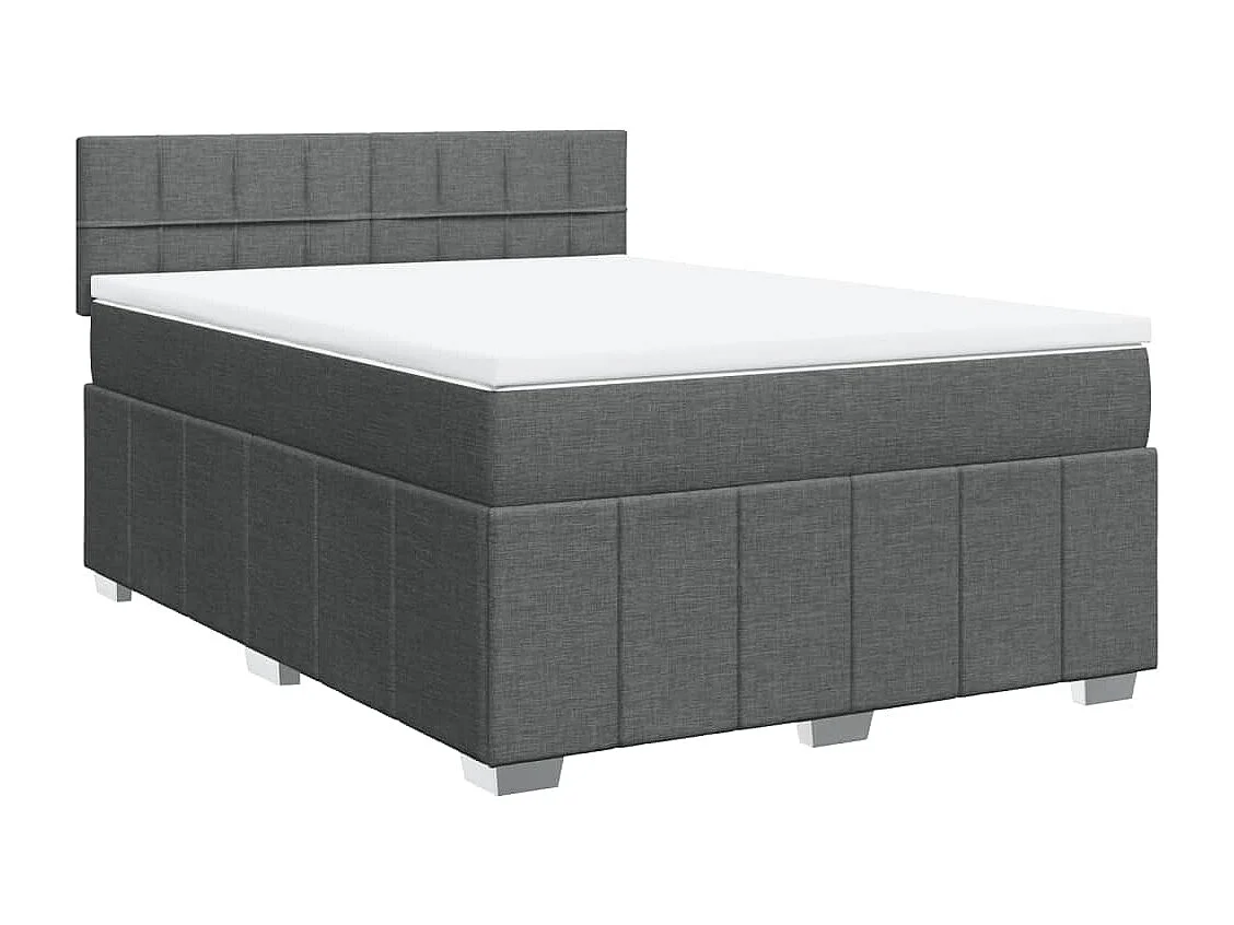 Cama box spring con colchón tela gris oscuro 140x200 cm