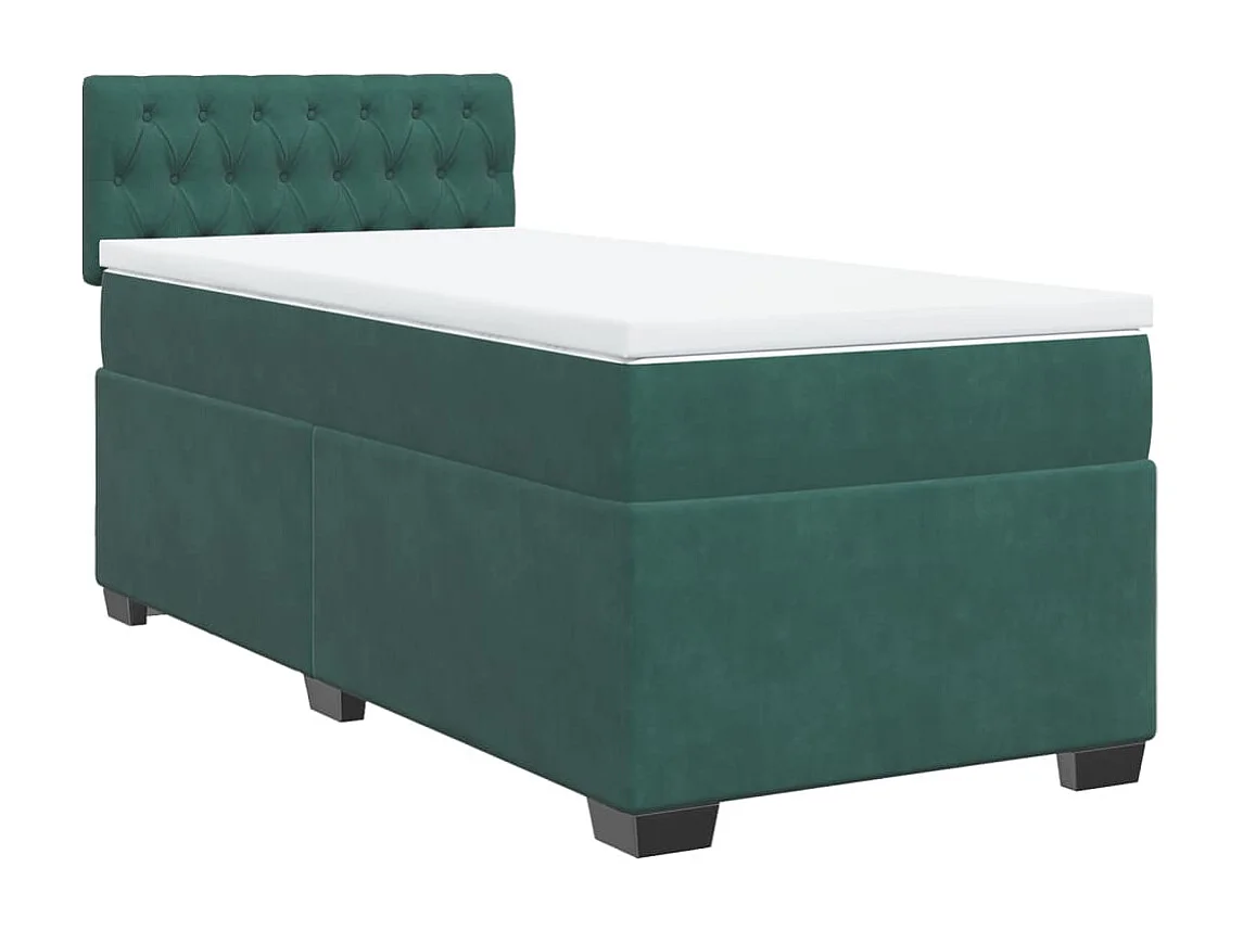 Cama box spring con colchón terciopelo verde oscuro 80x200 cm