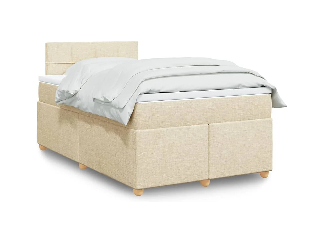 Sommier à lattes de lit avec matelas crème 120x190 cm tissu