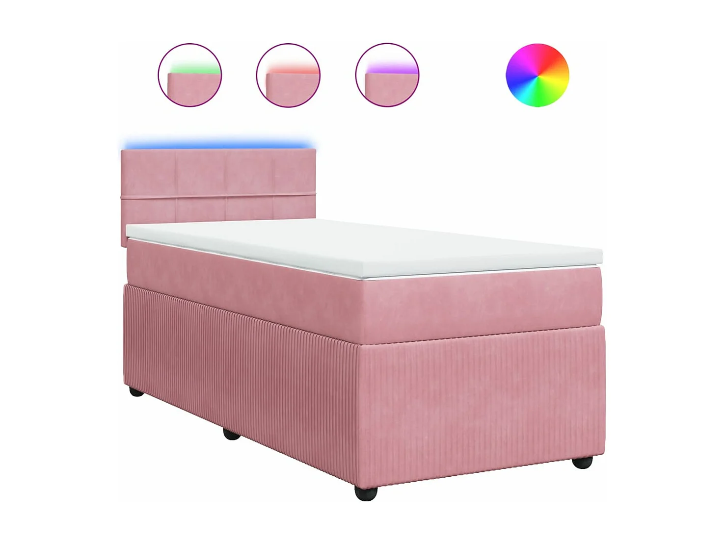 Cama box spring con colchón terciopelo rosa 90x200 cm