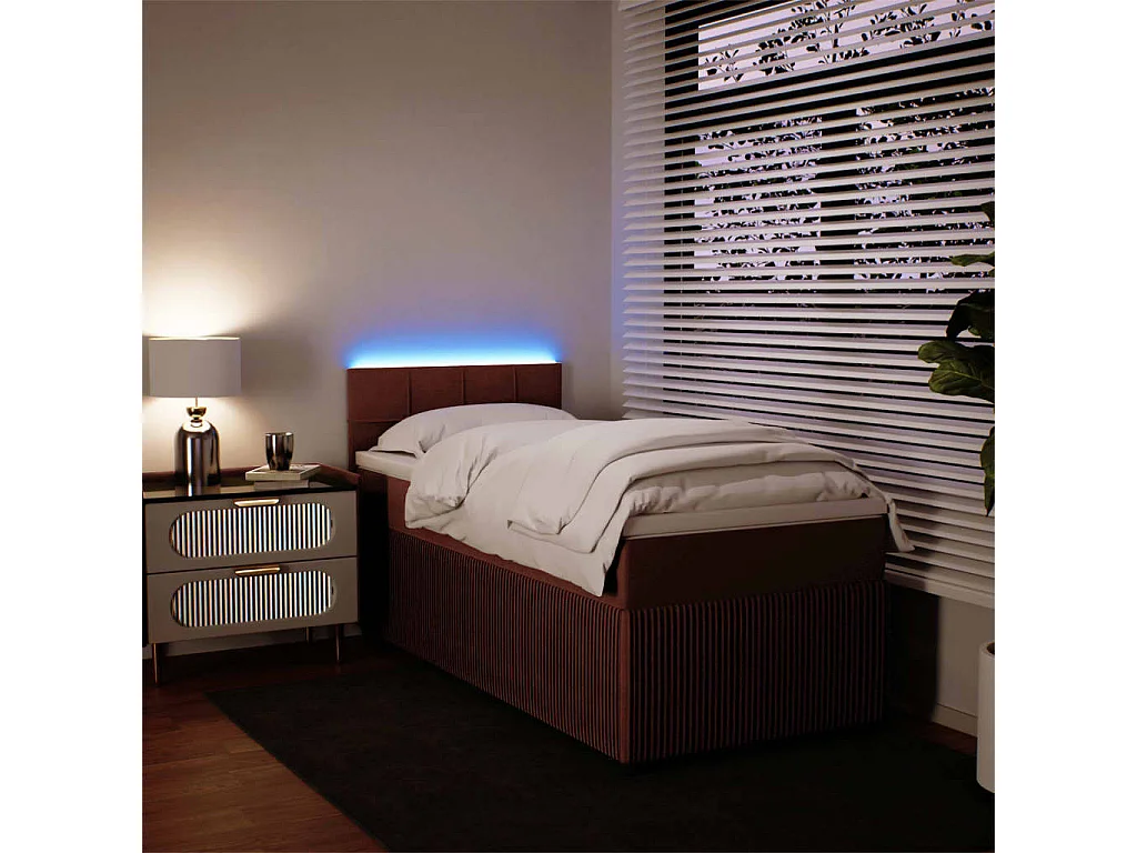 Cama box spring con colchón terciopelo rosa 90x200 cm