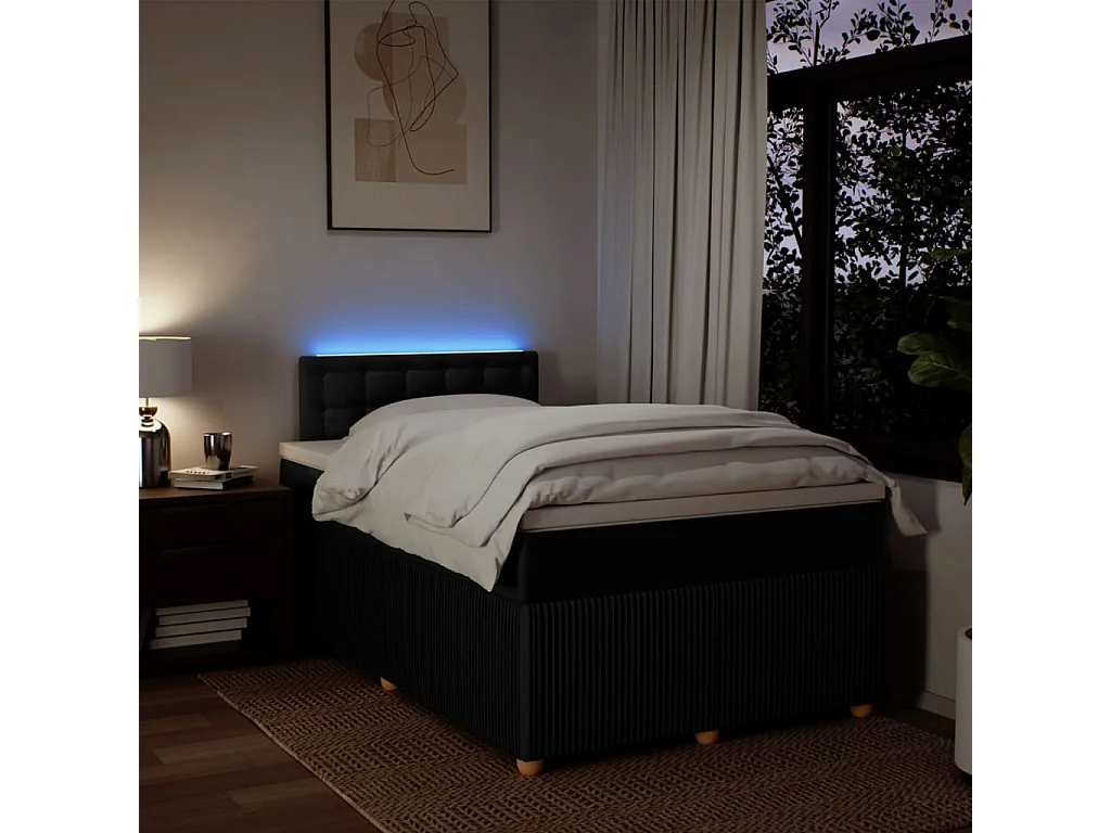 Boxspring met matras stof zwart 120x200 cm