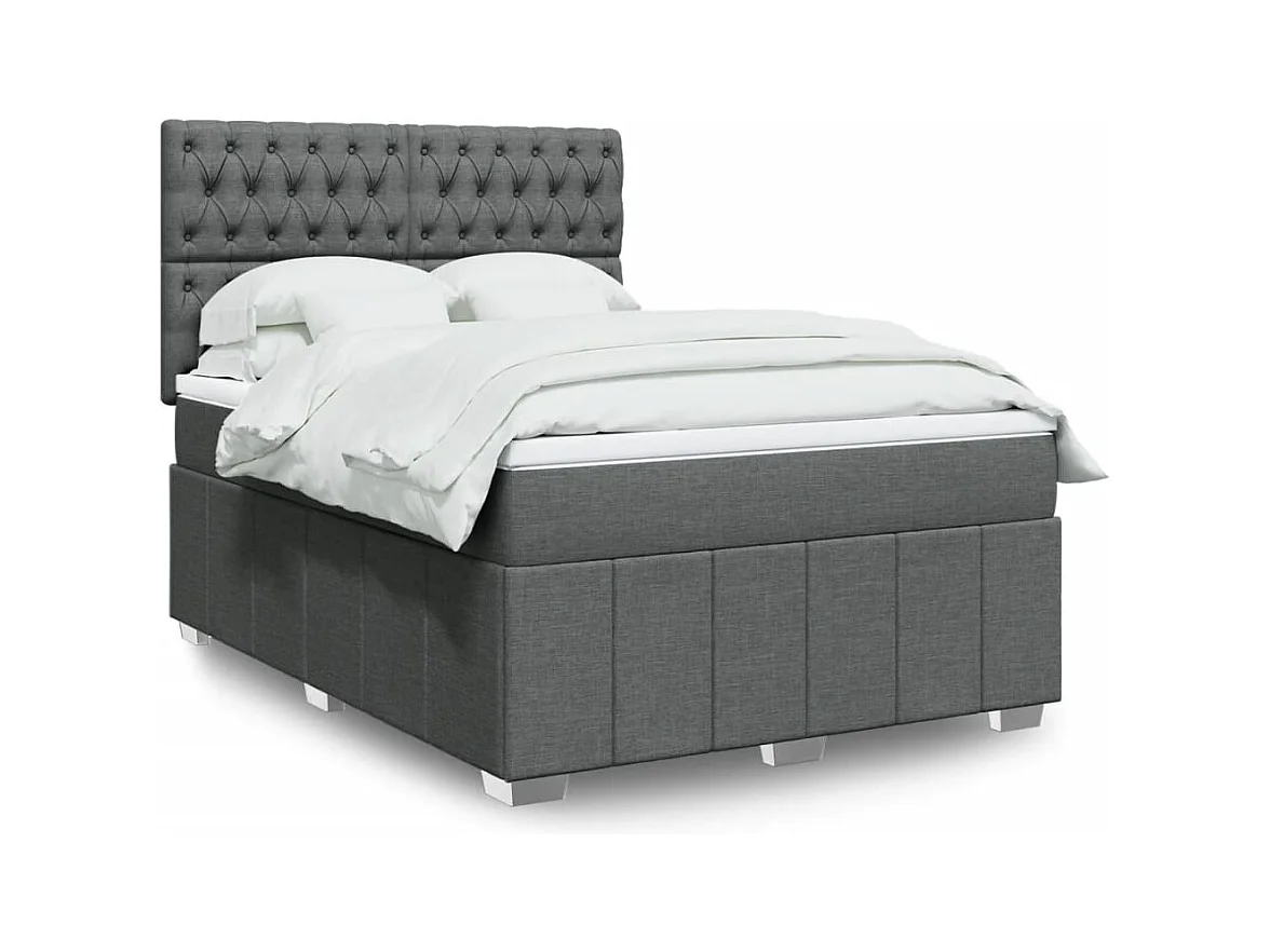 Sommier à lattes de lit avec matelas Gris foncé 140x200cm Tissu