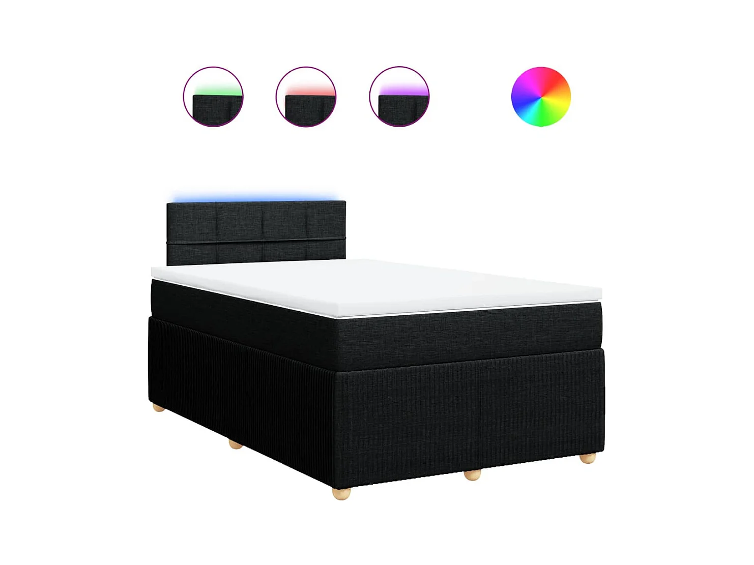 Cama boxspring com colchão 120x190 cm tecido preto