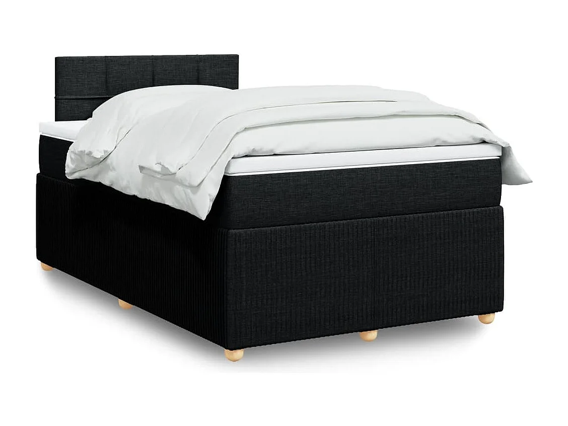 Cama boxspring com colchão 120x190 cm tecido preto