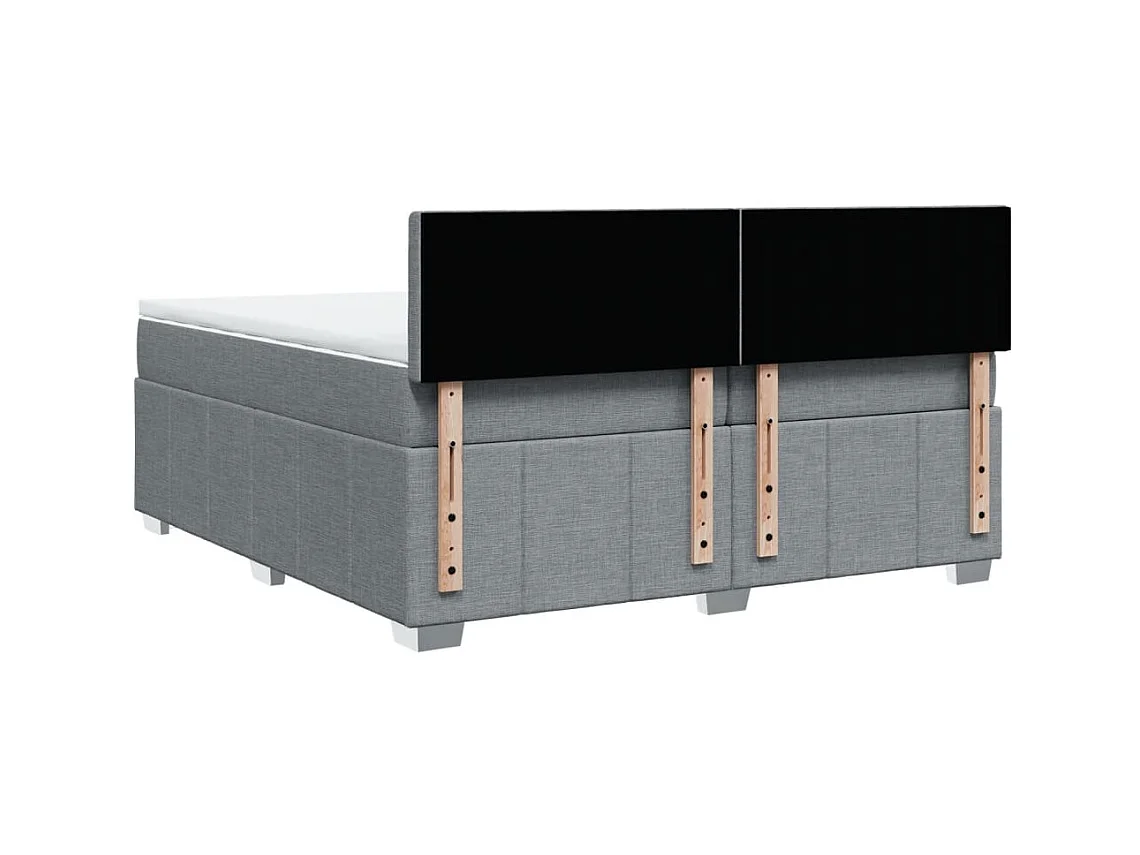 Cama box spring con colchón tela gris claro 200x200 cm