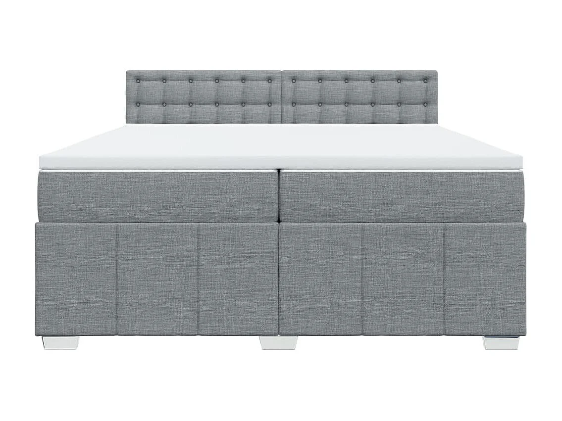 Cama box spring con colchón tela gris claro 200x200 cm