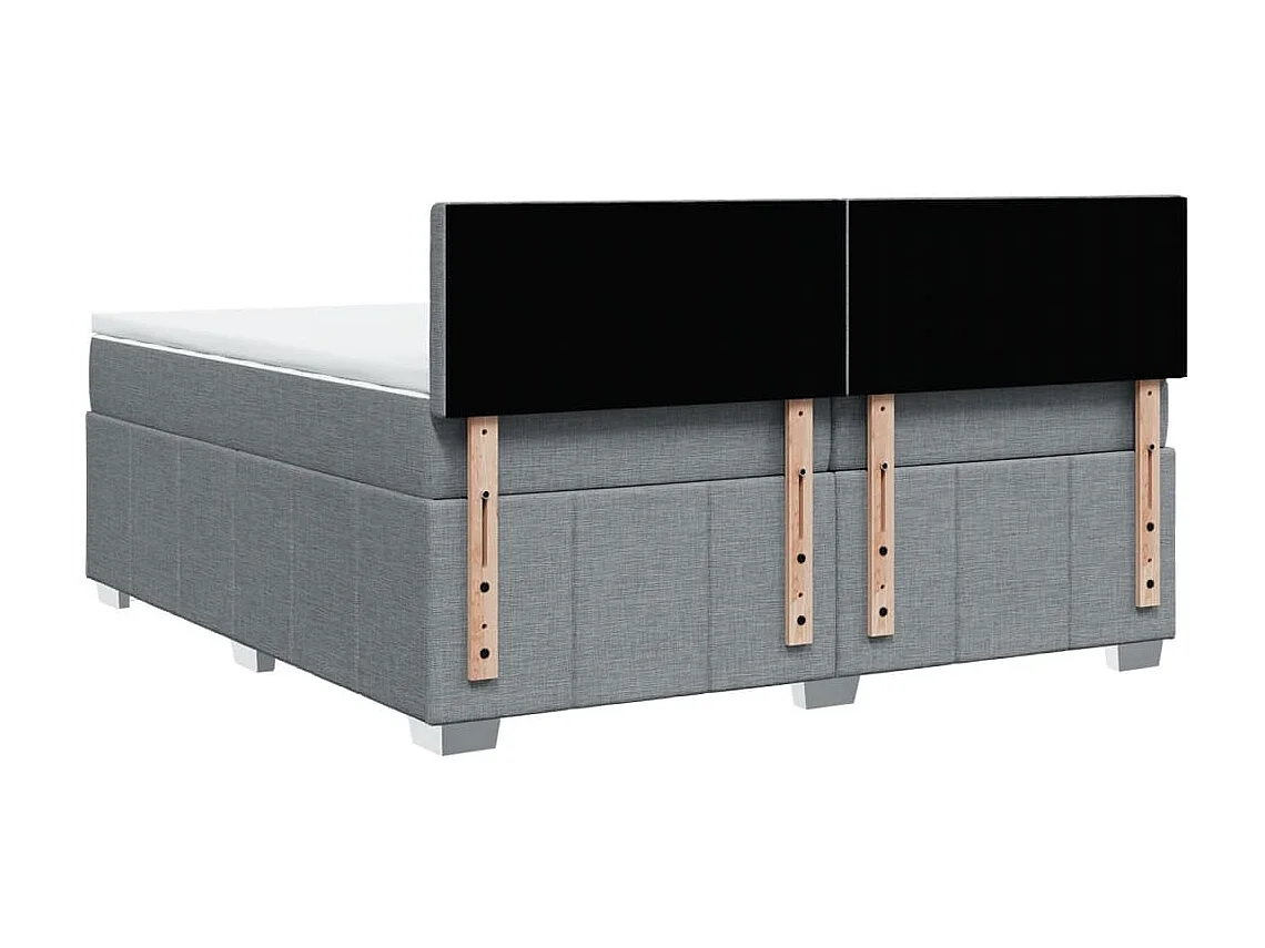 Cama box spring con colchón tela gris claro 200x200 cm